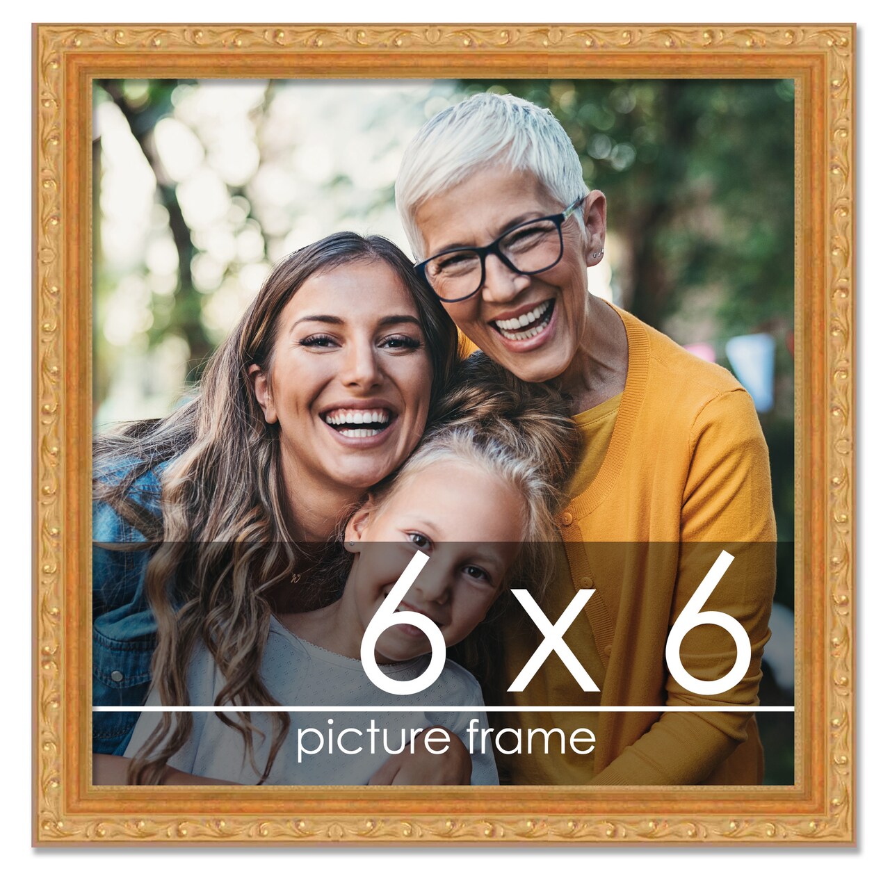 6x6 Museum-Quality Picture Frame with UV-Resistant Acrylic & Acid-Free Backing, Available in 4 Finishes - Gold, Silver, Bronze, and Black